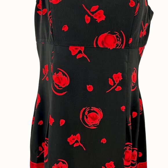 MEZMERIZE GOLD USA BLACK & RED ROSE PRINT SLEEVELESS DRESS W/ CROPPED JACKET - S - Picture 7 of 10